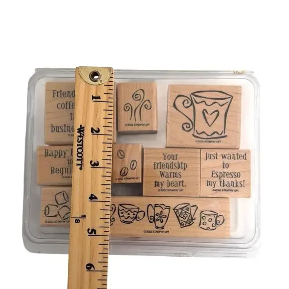 Stampin’ Up wooden stamp set coffee themed 9 stamps - Picture 3 of 6